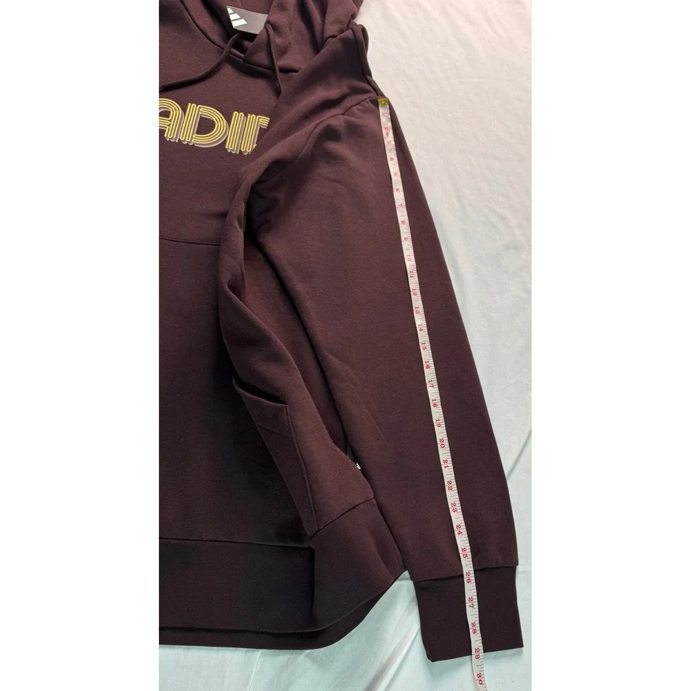 Adidas Mens Evo Linear Hoodie Shadow Brown Retro Graphic Sweatshirt 2XLT